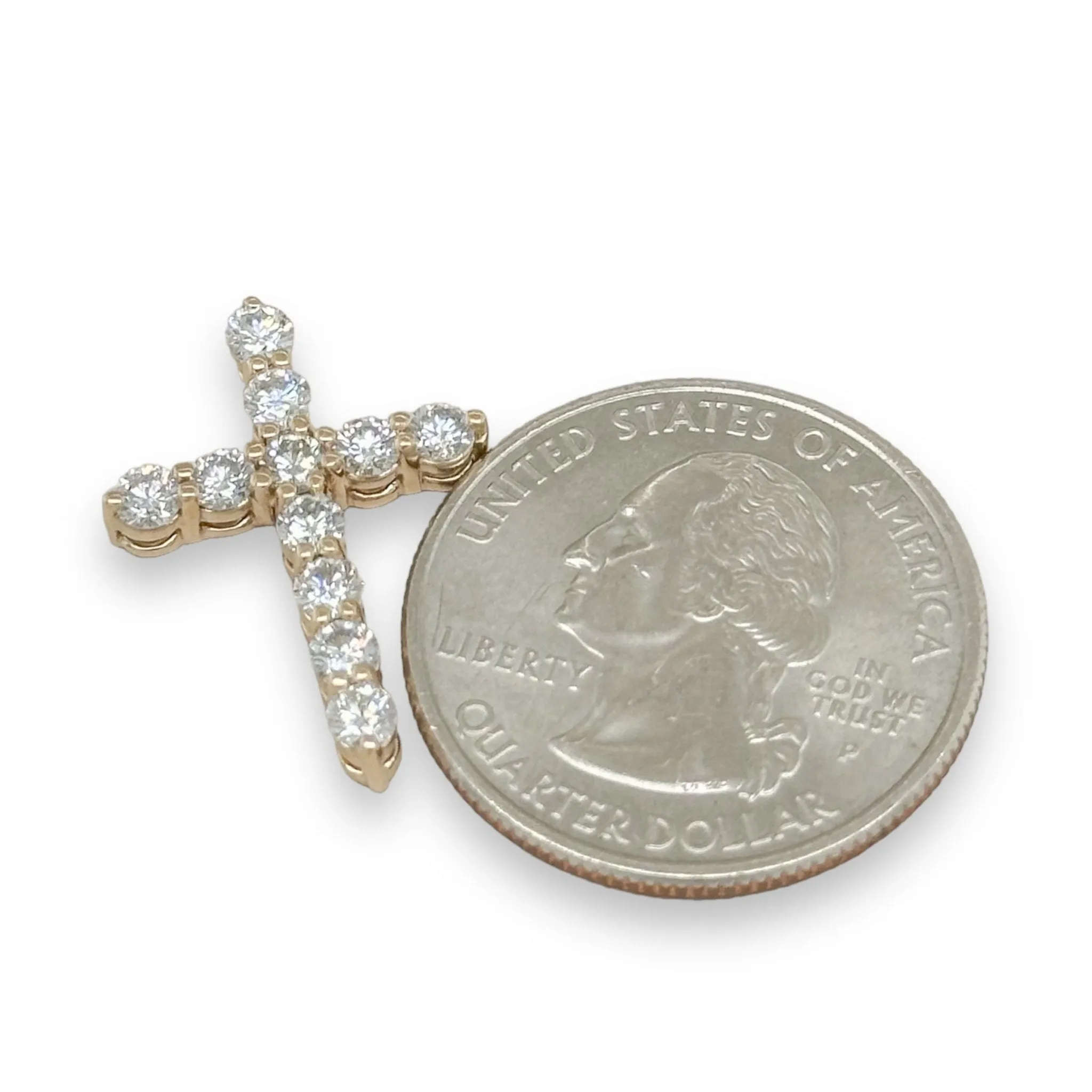 14K Y Gold G/VS1 1.00ctw Lab-Created Diamond Cross