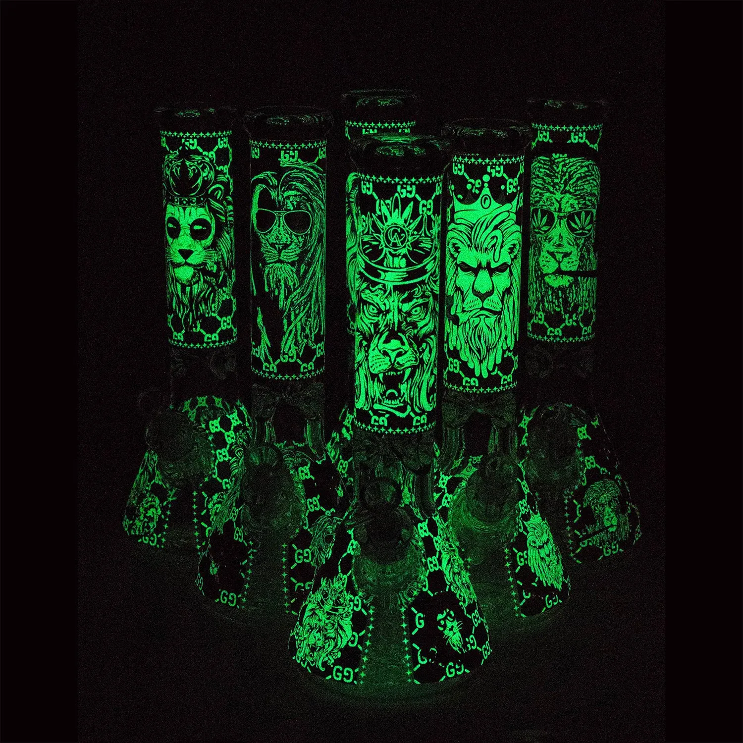 14" Hash King Glow In The Dark 9mm Glass Bong