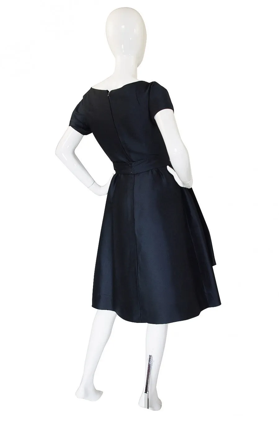 1950s Deep Navy Silk Dior Bow Dress