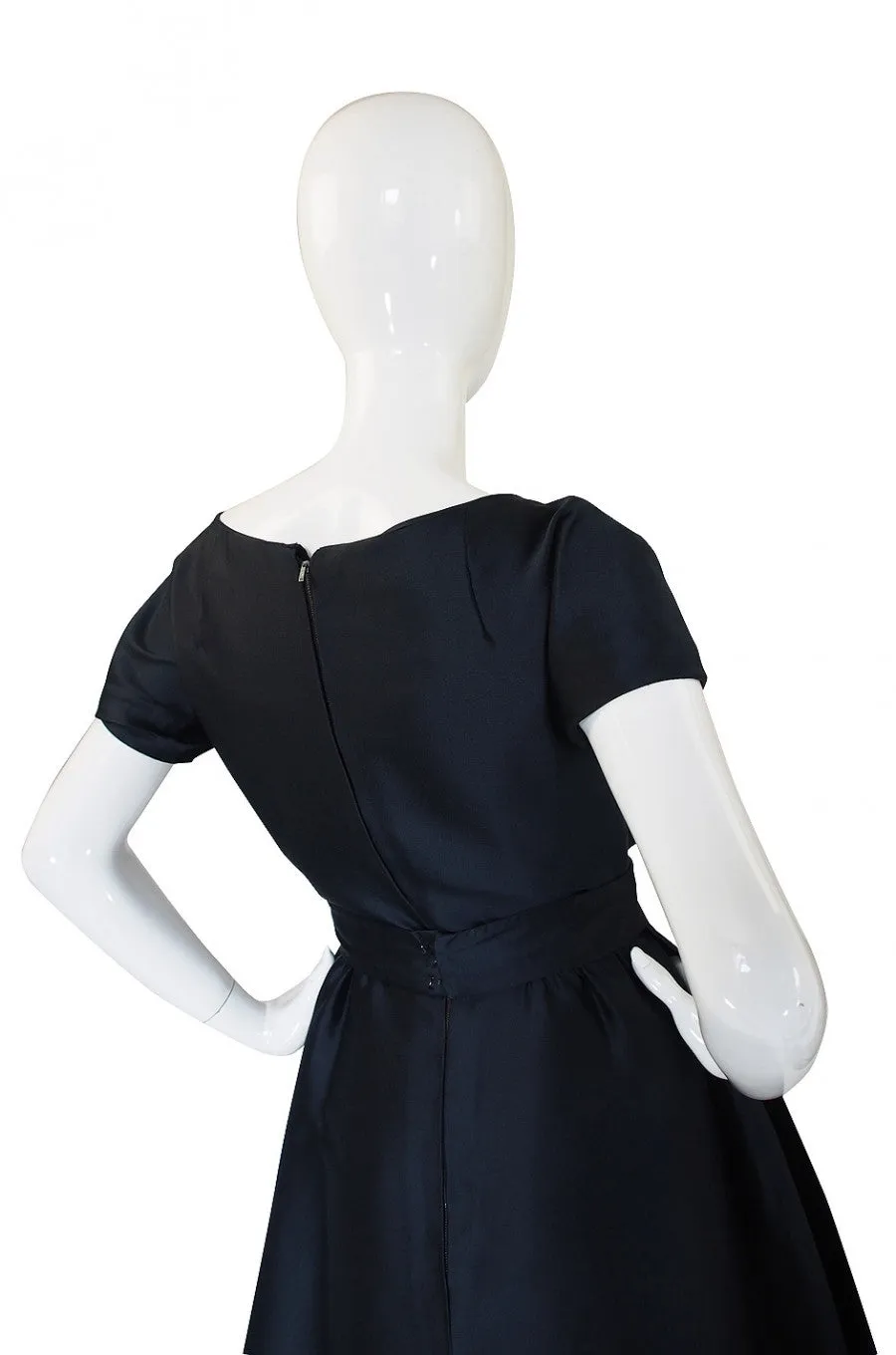 1950s Deep Navy Silk Dior Bow Dress