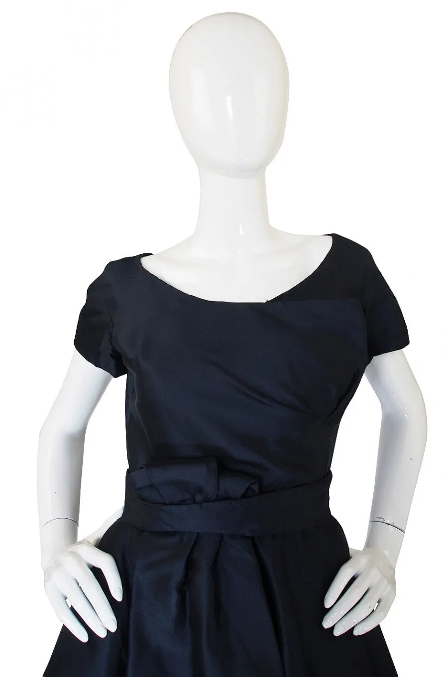 1950s Deep Navy Silk Dior Bow Dress