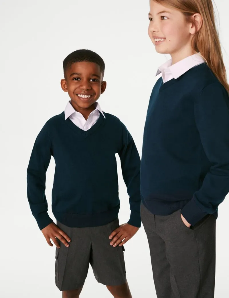 2pk Unisex Pure Cotton School Jumper (3-18 Yrs)