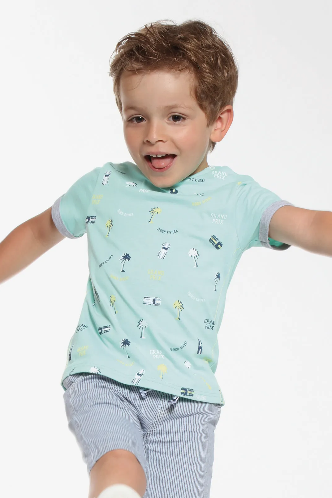 3pommes Baby Boy Light Green Tee (Size 3/6M left)