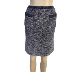 97C, 1997 Cruise Chanel Vintage Navy and White Tweed Skirt FR 38 US 6