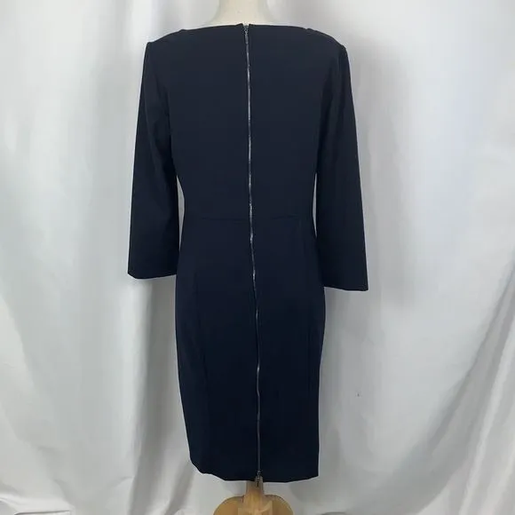 Armani Collezioni Navy Drape Neck MIDI Dress