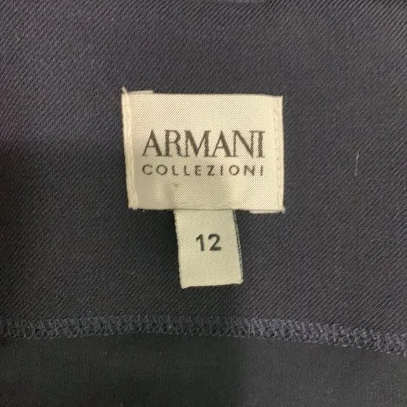 Armani Collezioni Navy Drape Neck MIDI Dress