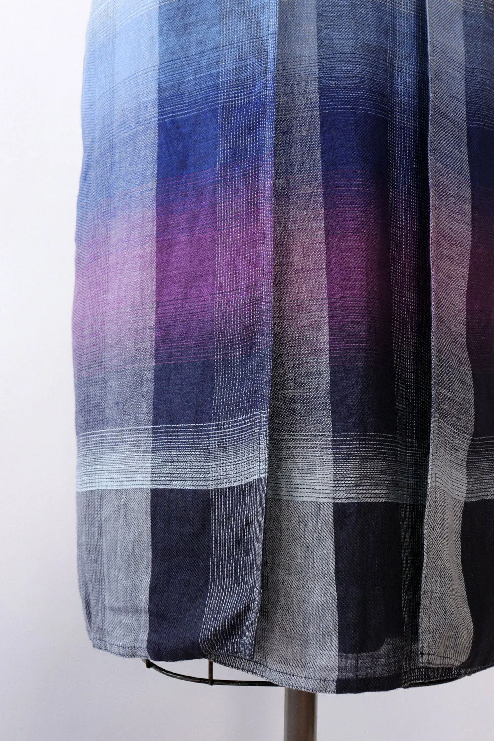 Armani Indigo Linen Plaid Skirt M