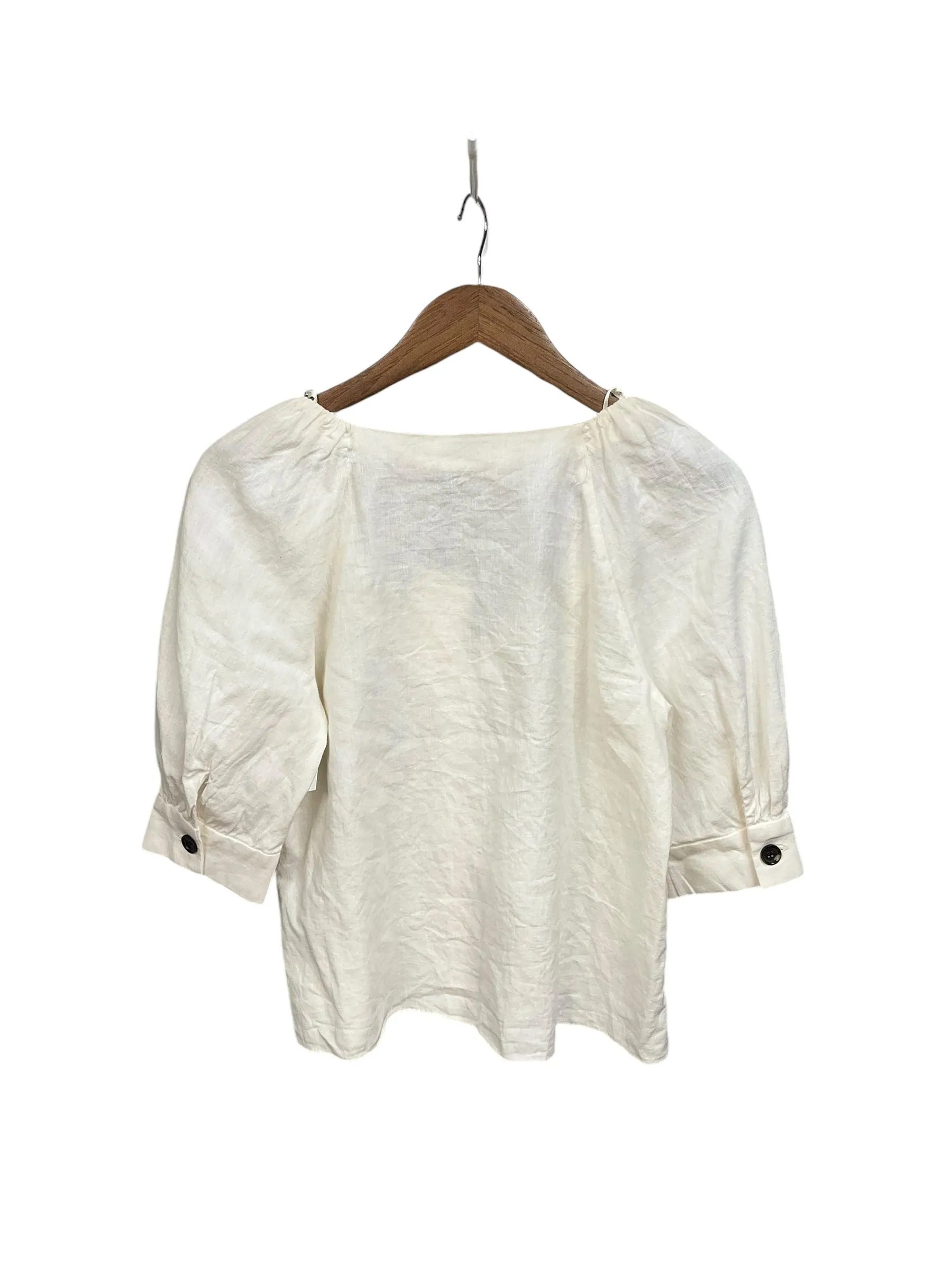 Blouse Short Sleeve By Zara In Cream, Size: M