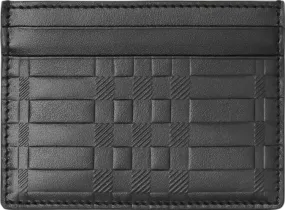 Burberry Black Leather Check Embossed Card Holder One Size