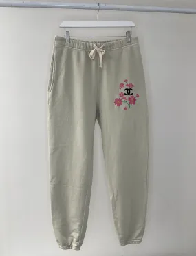 CC Floral Embroidery Fleece Sweatpants, Chalk