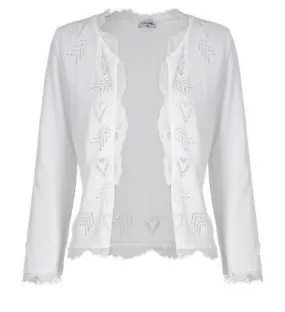 Chanel 06P 2006 Spring White Knit Lace Cardigan FR 44