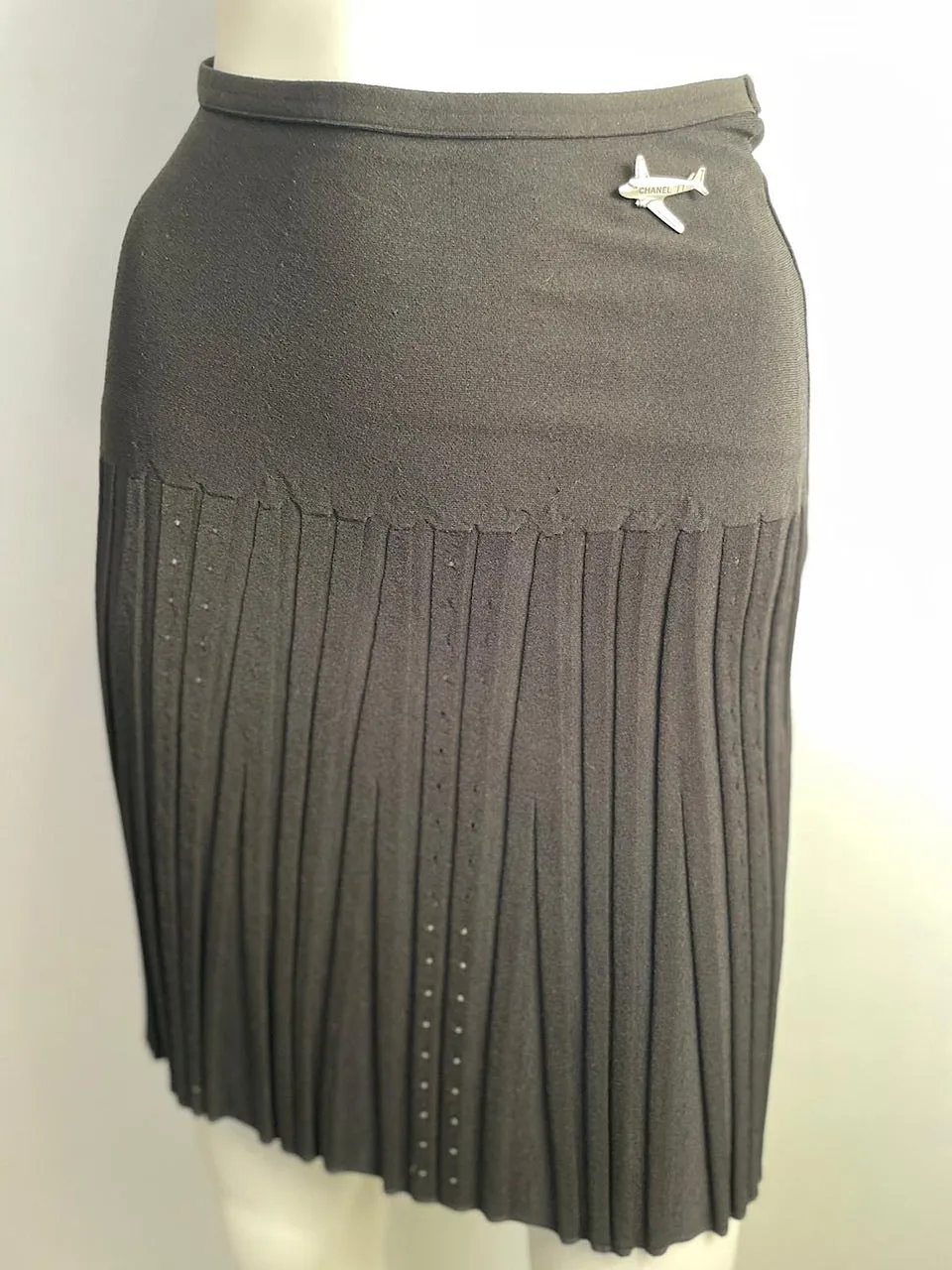 Chanel 08C 2008 Cruise Black Pleated Skirt Set Dress FR 36 US 4