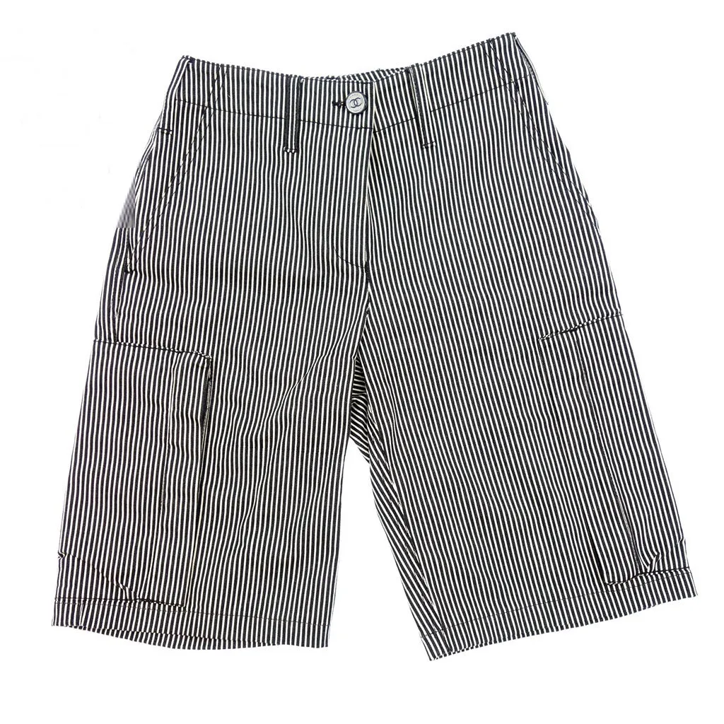 Chanel 08C 2008 Cruise Resort Pinstripe Denim Blue cargo Shorts FR 36 US 4