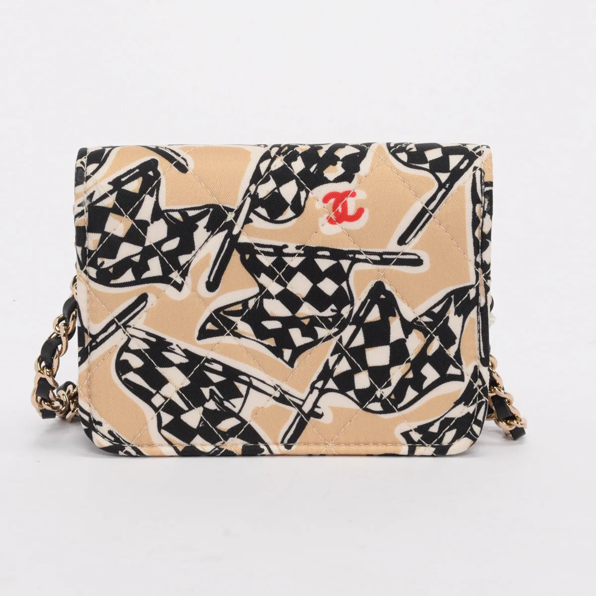 Chanel Beige Checkered Flag Print Bag