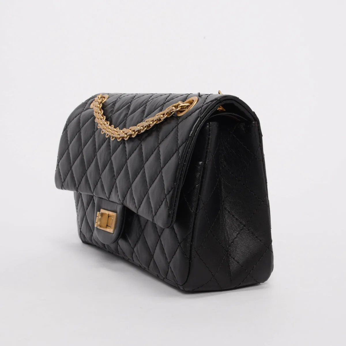 Chanel Black Distressed Calfskin 2.55 Reissue 225 Bag