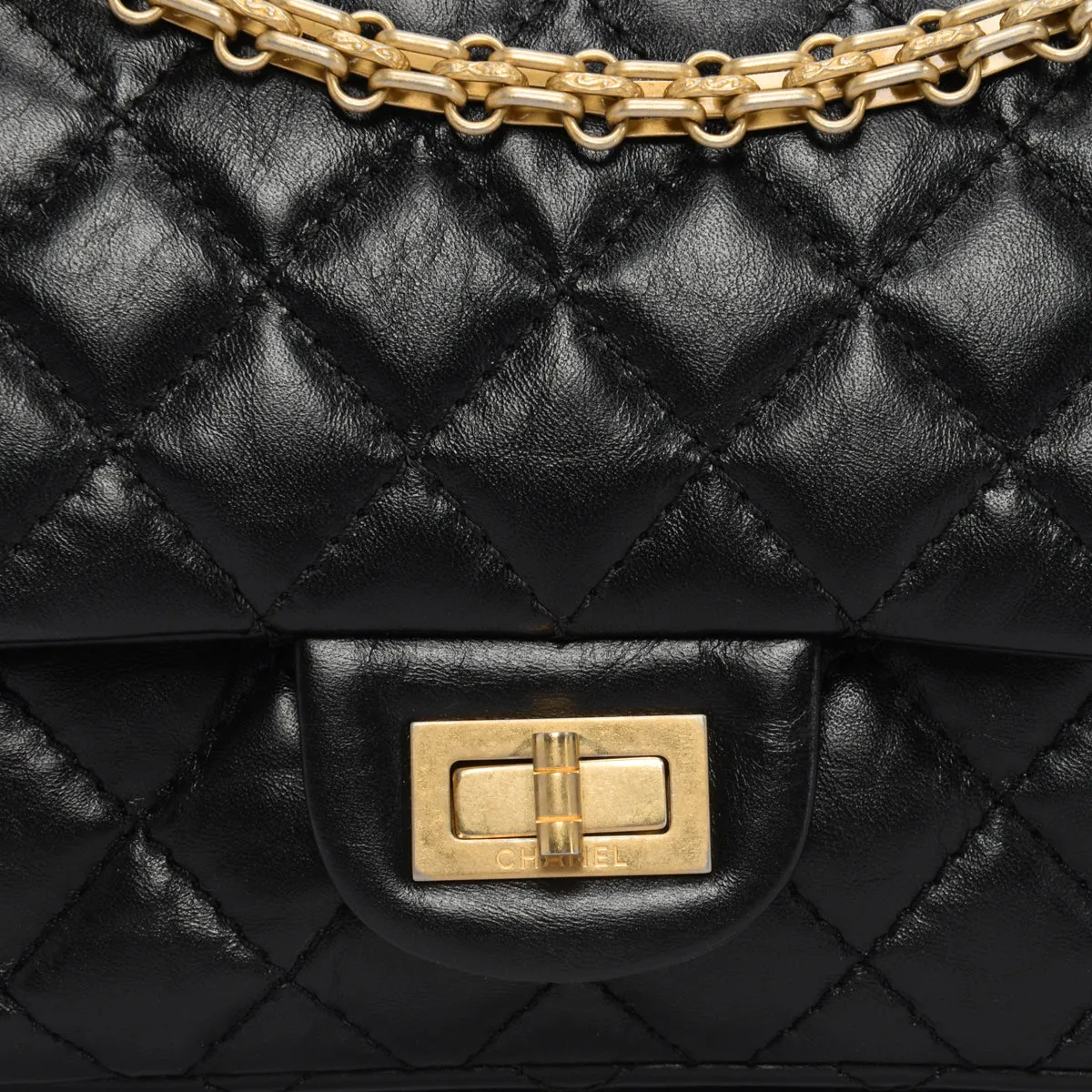 Chanel Black Distressed Calfskin 2.55 Reissue 225 Bag