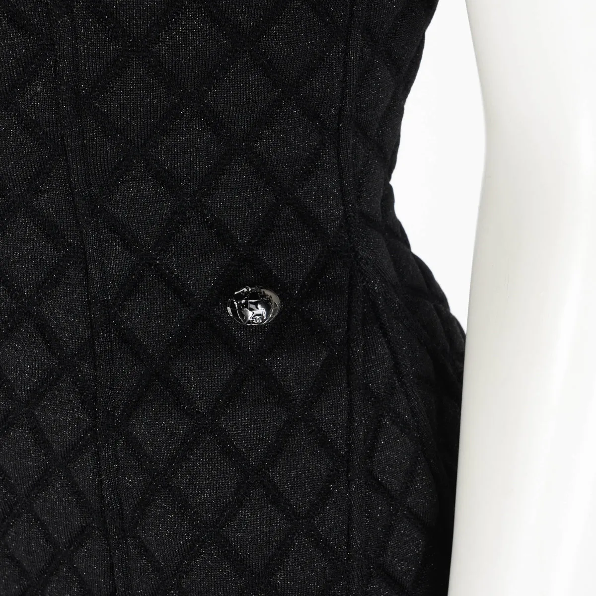 Chanel Black Embossed Quilt Cap Sleeve Dress FR 34