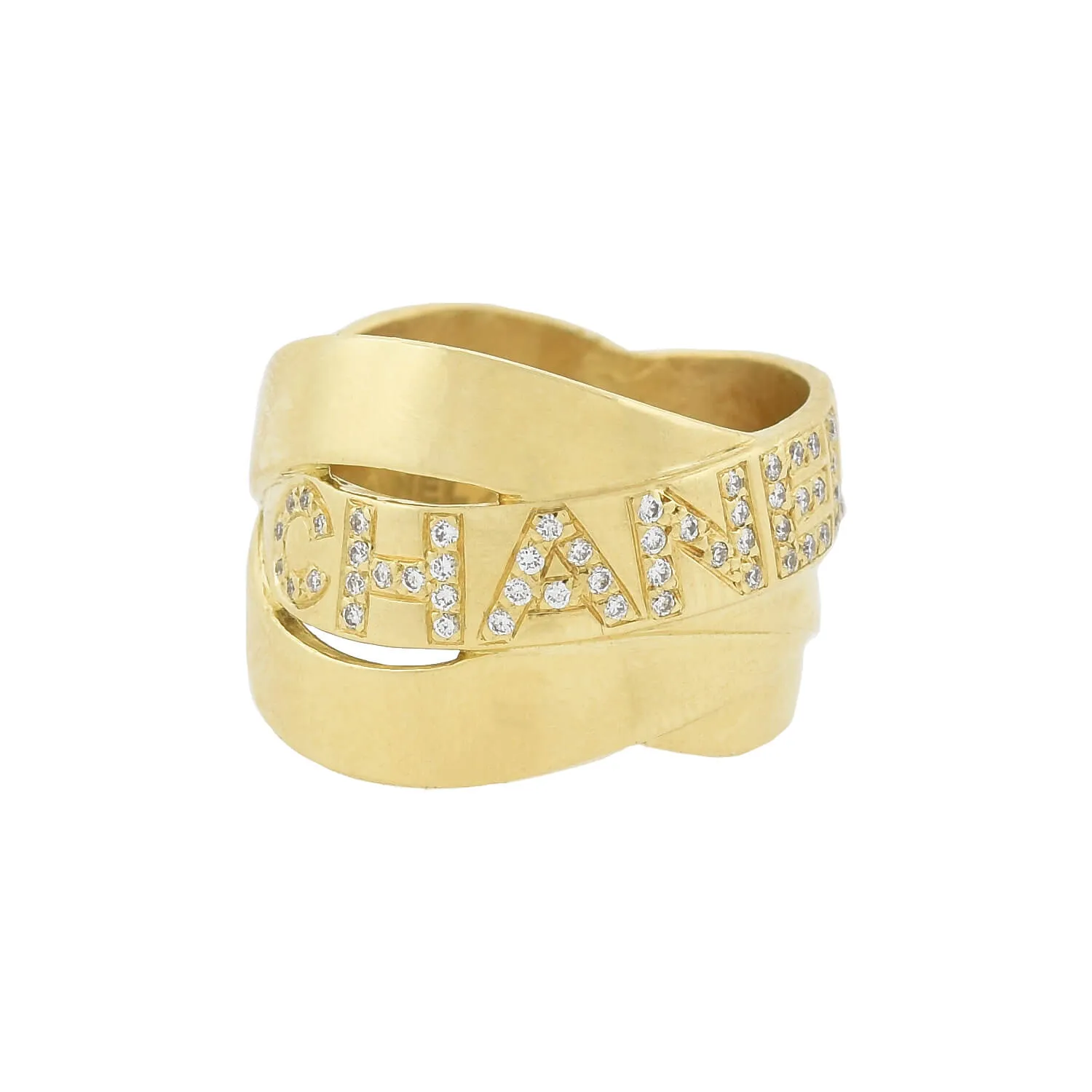 CHANEL Estate French 18kt Gold Diamond "Bolduc" Ring