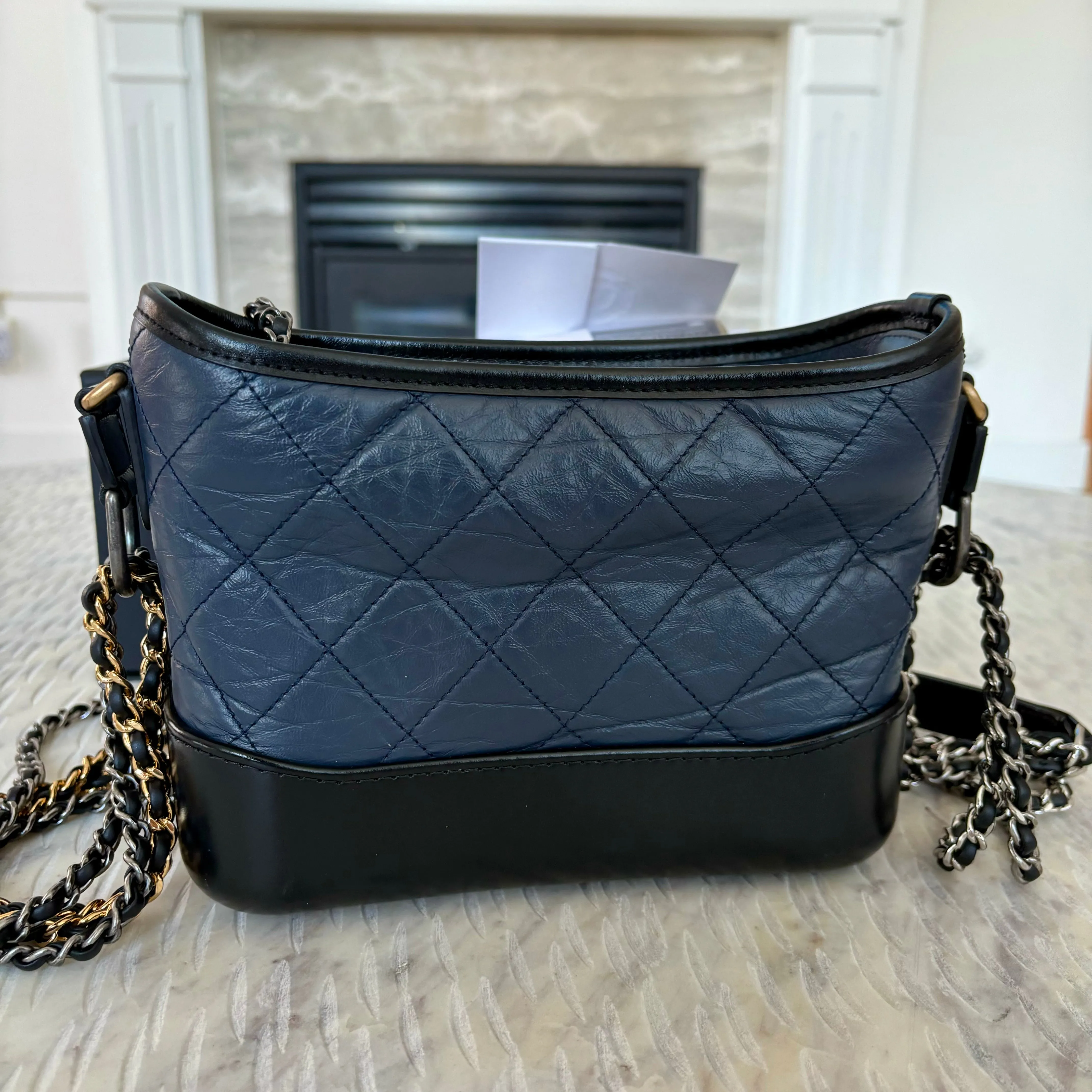 Chanel Gabrielle Bag Small Navy Black