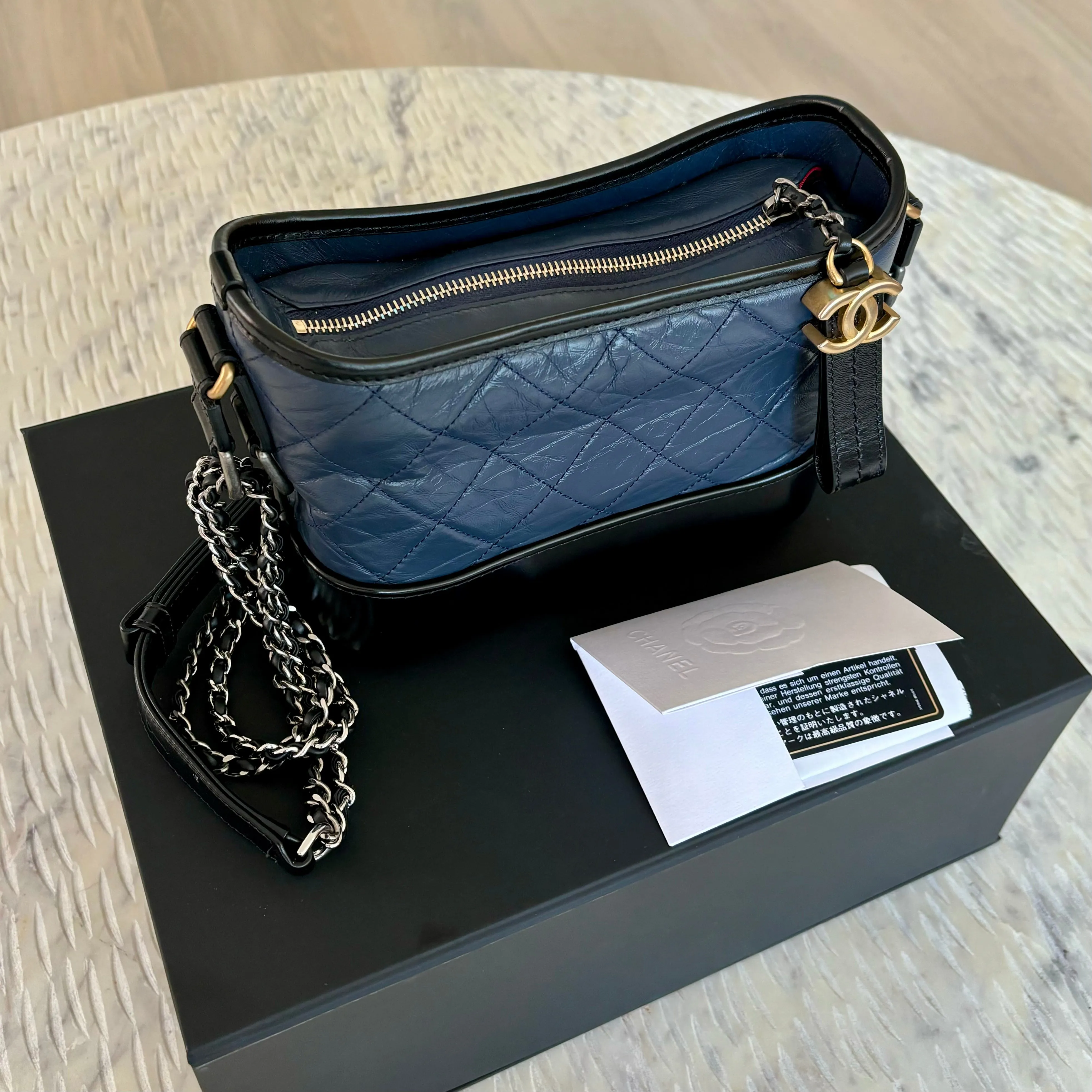 Chanel Gabrielle Bag Small Navy Black