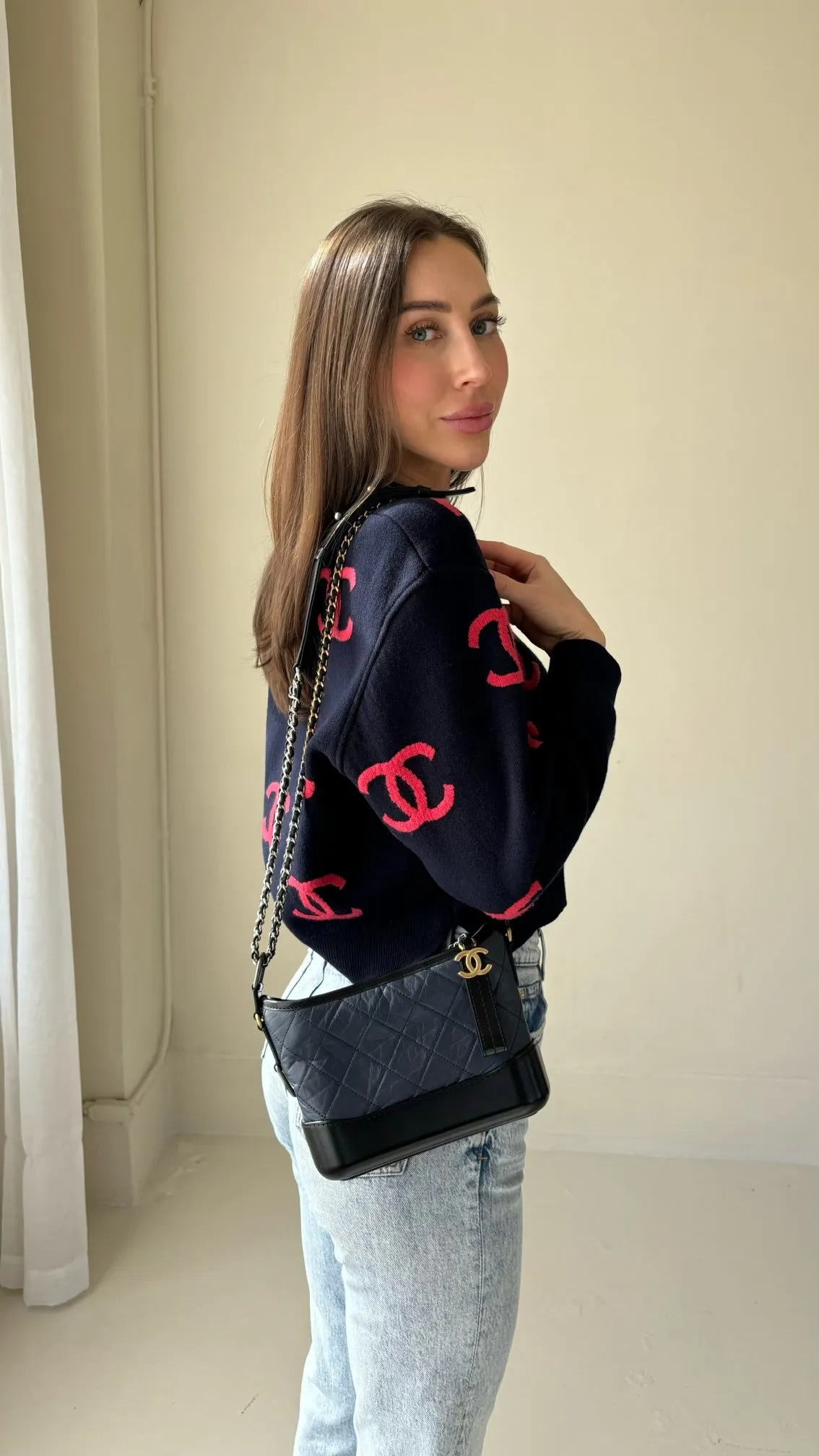 Chanel Gabrielle Bag Small Navy Black