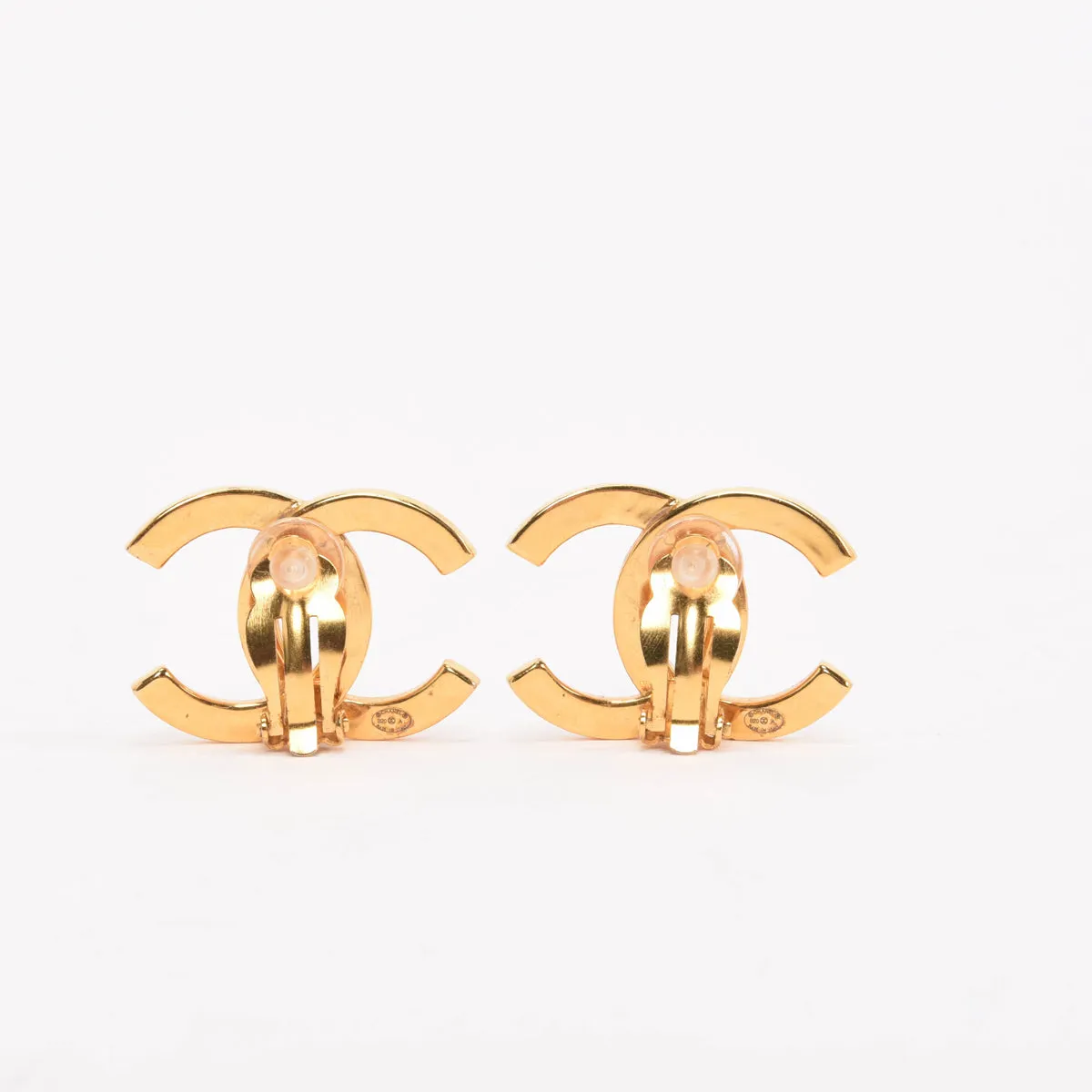 Chanel Gold Metal CC Paris Clip-On Earrings