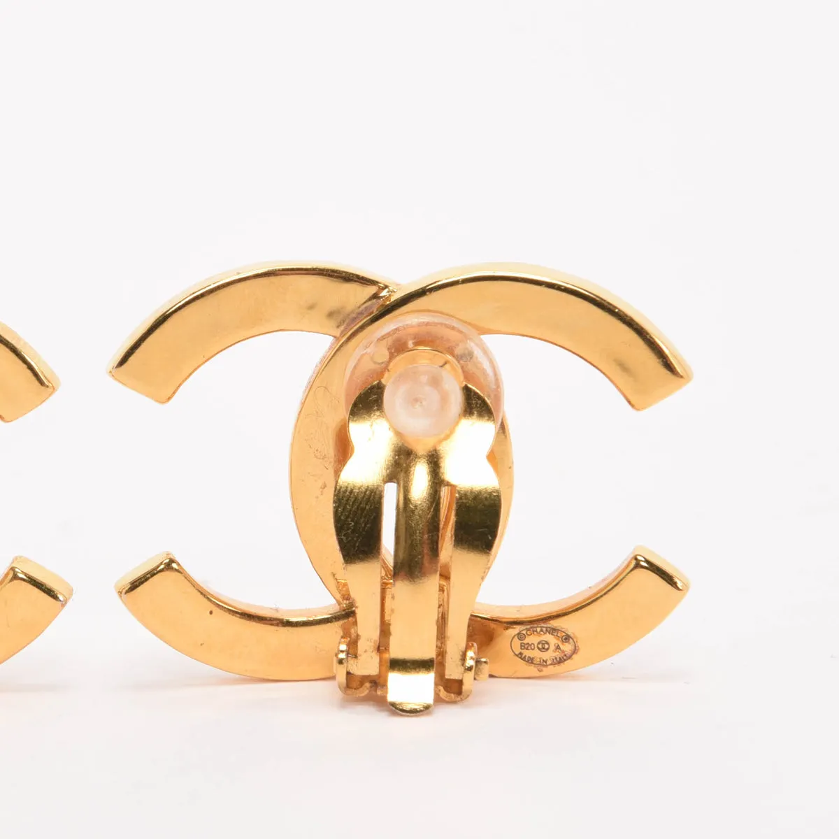 Chanel Gold Metal CC Paris Clip-On Earrings