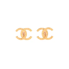 Chanel Gold Metal CC Paris Clip-On Earrings