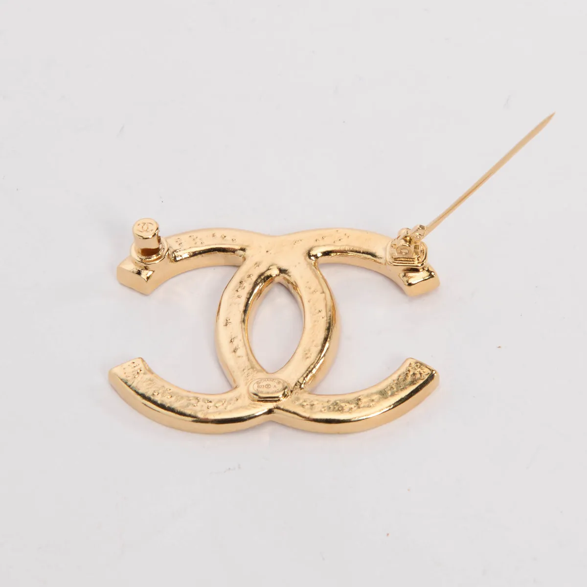 Chanel Gold Olive-Leaf Detail CC Brooch