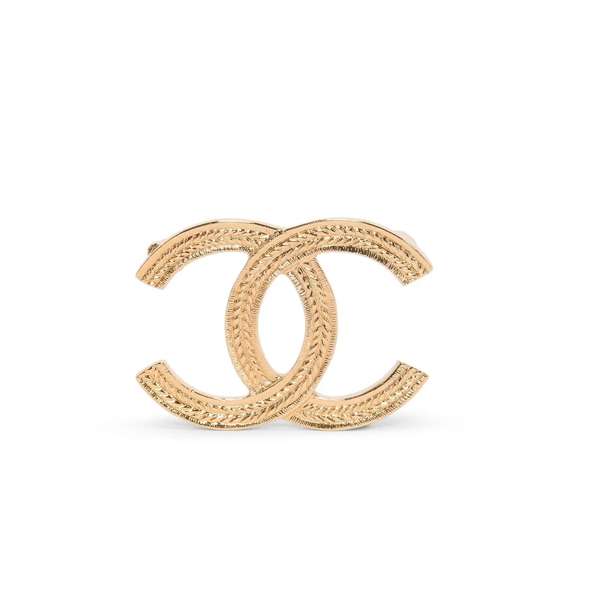 Chanel Gold Olive-Leaf Detail CC Brooch