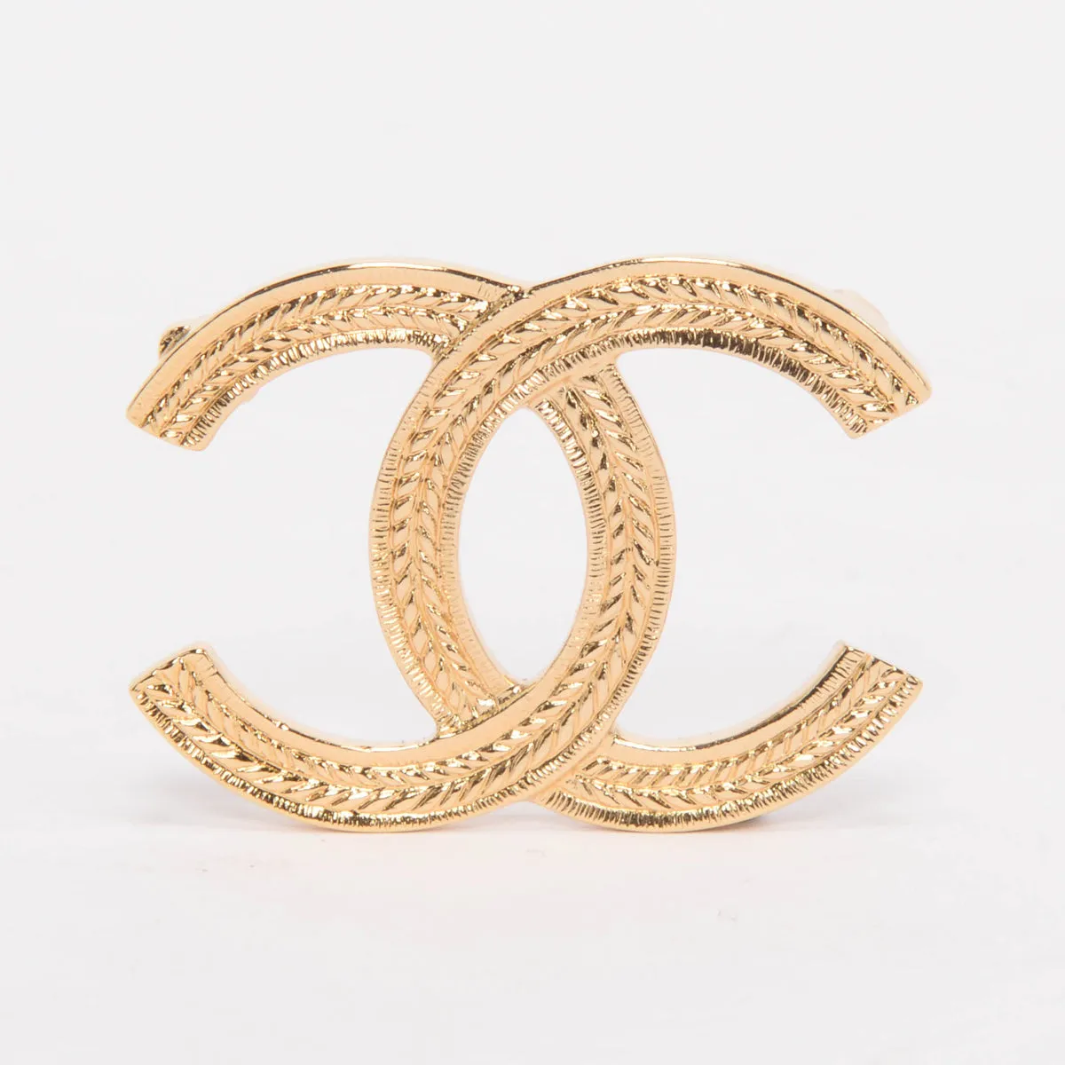 Chanel Gold Olive-Leaf Detail CC Brooch