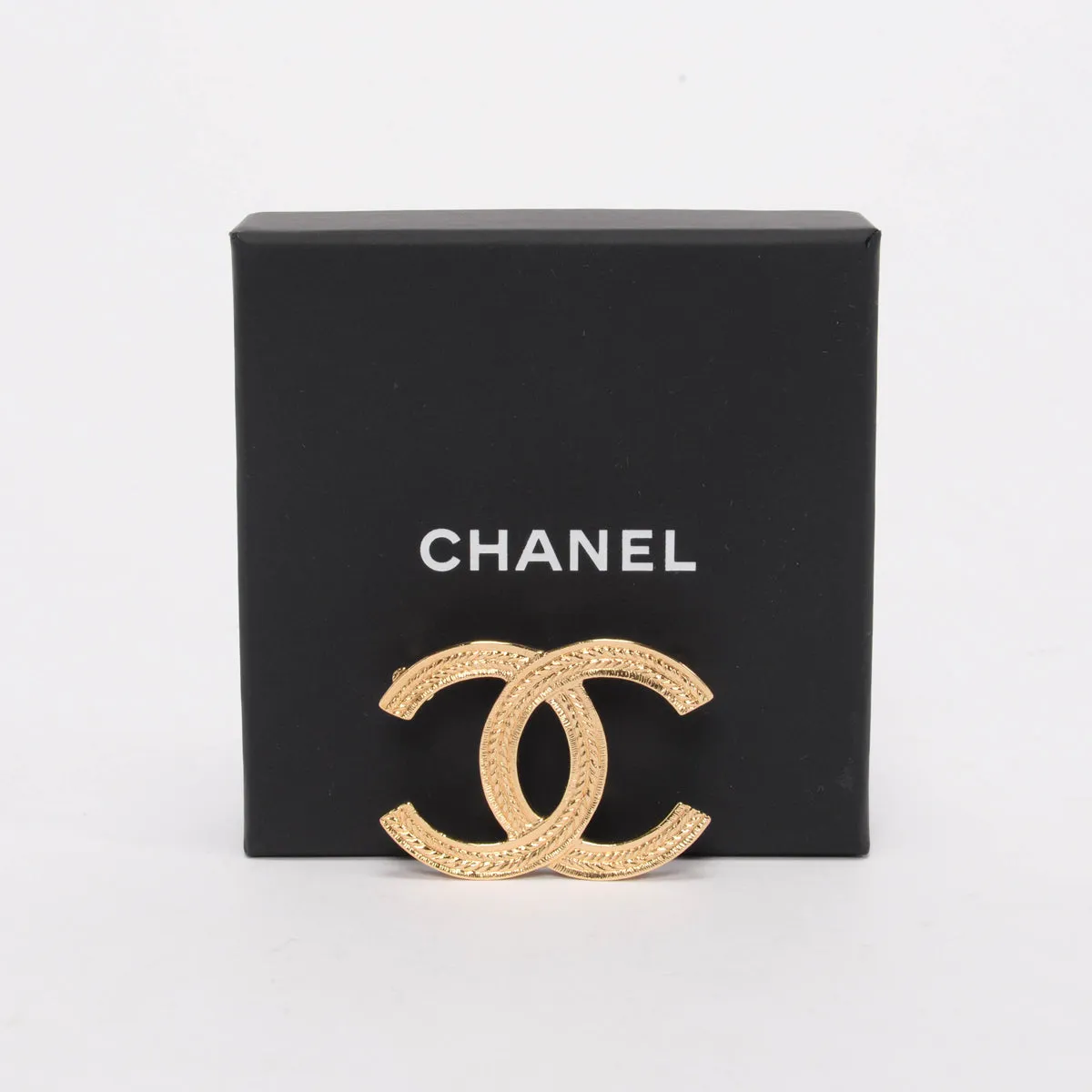 Chanel Gold Olive-Leaf Detail CC Brooch