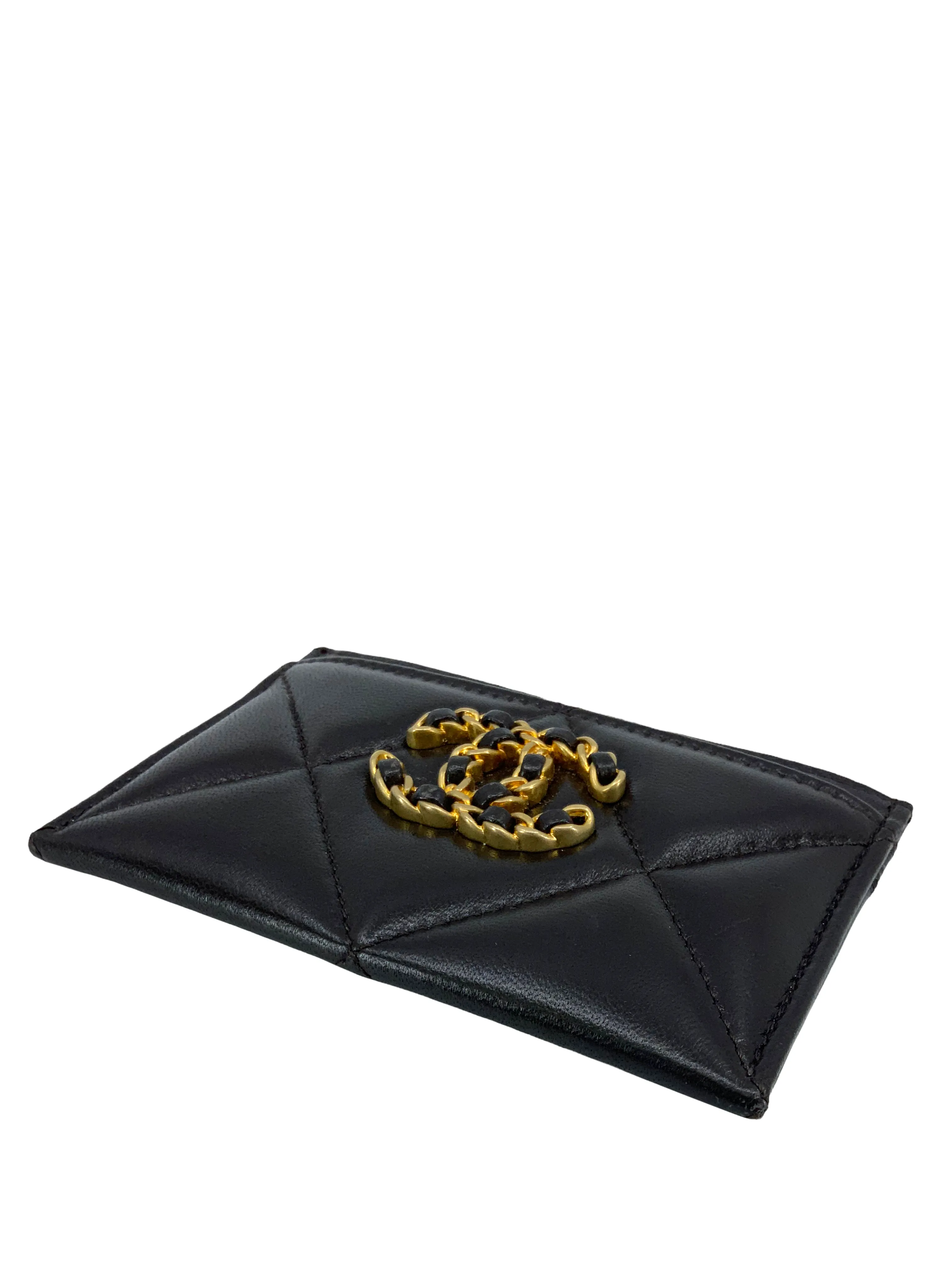 CHANEL Lambskin Quilted Chanel 19 Card Holder