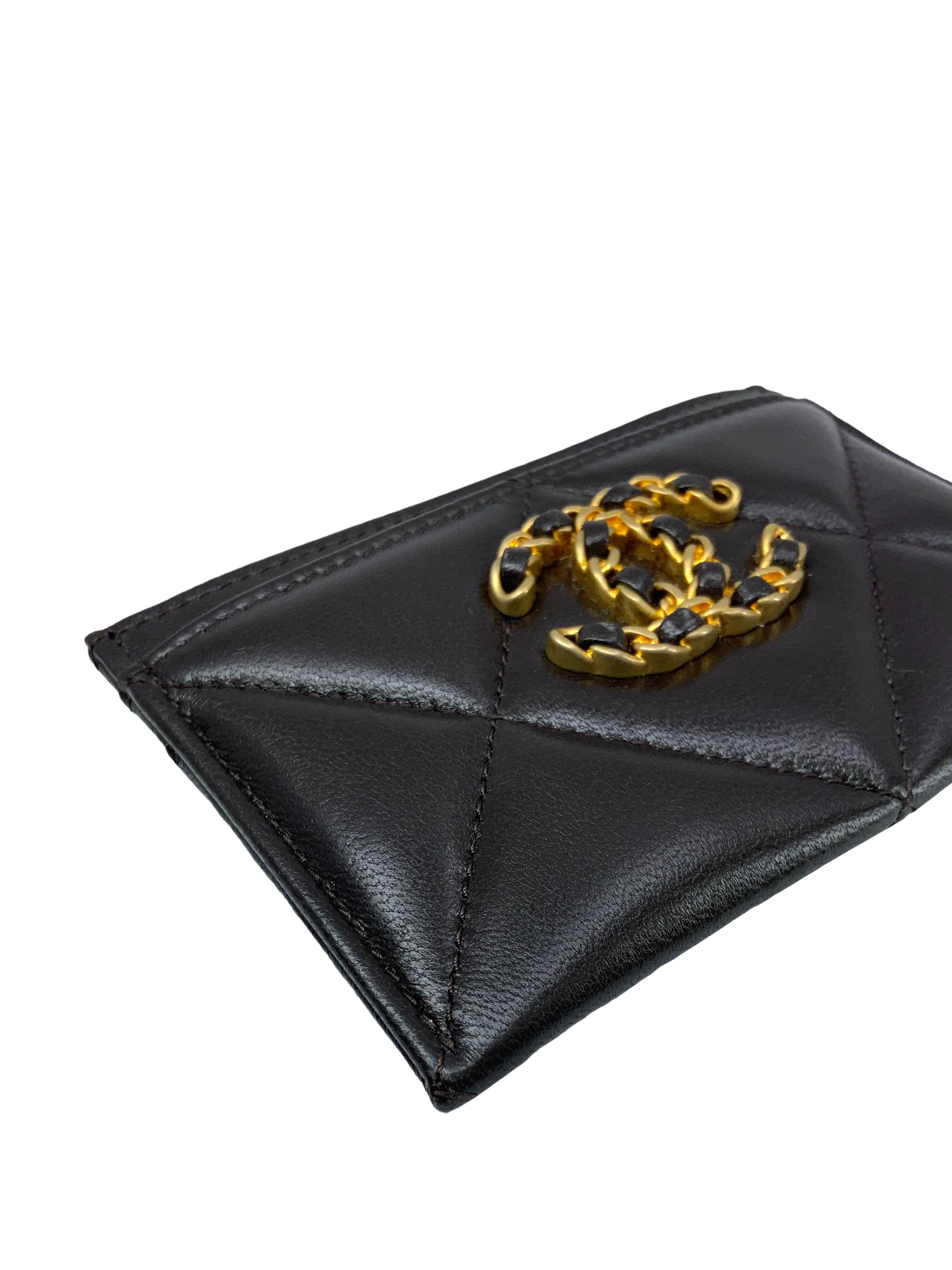 CHANEL Lambskin Quilted Chanel 19 Card Holder