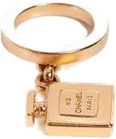 Chanel Metallic No 5 Gold Tone Perfume Bottle Charm Ring Size M