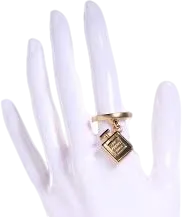 Chanel Metallic No 5 Gold Tone Perfume Bottle Charm Ring Size M