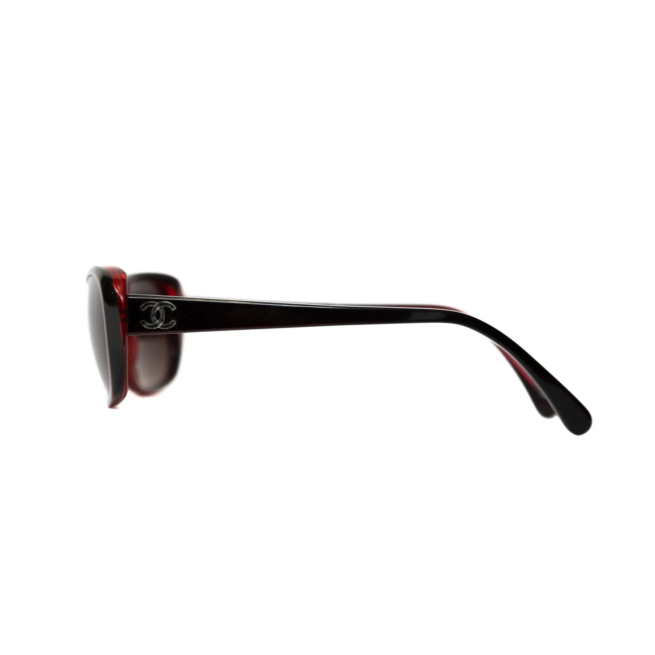 Chanel Red Tone Oval Sunglasses