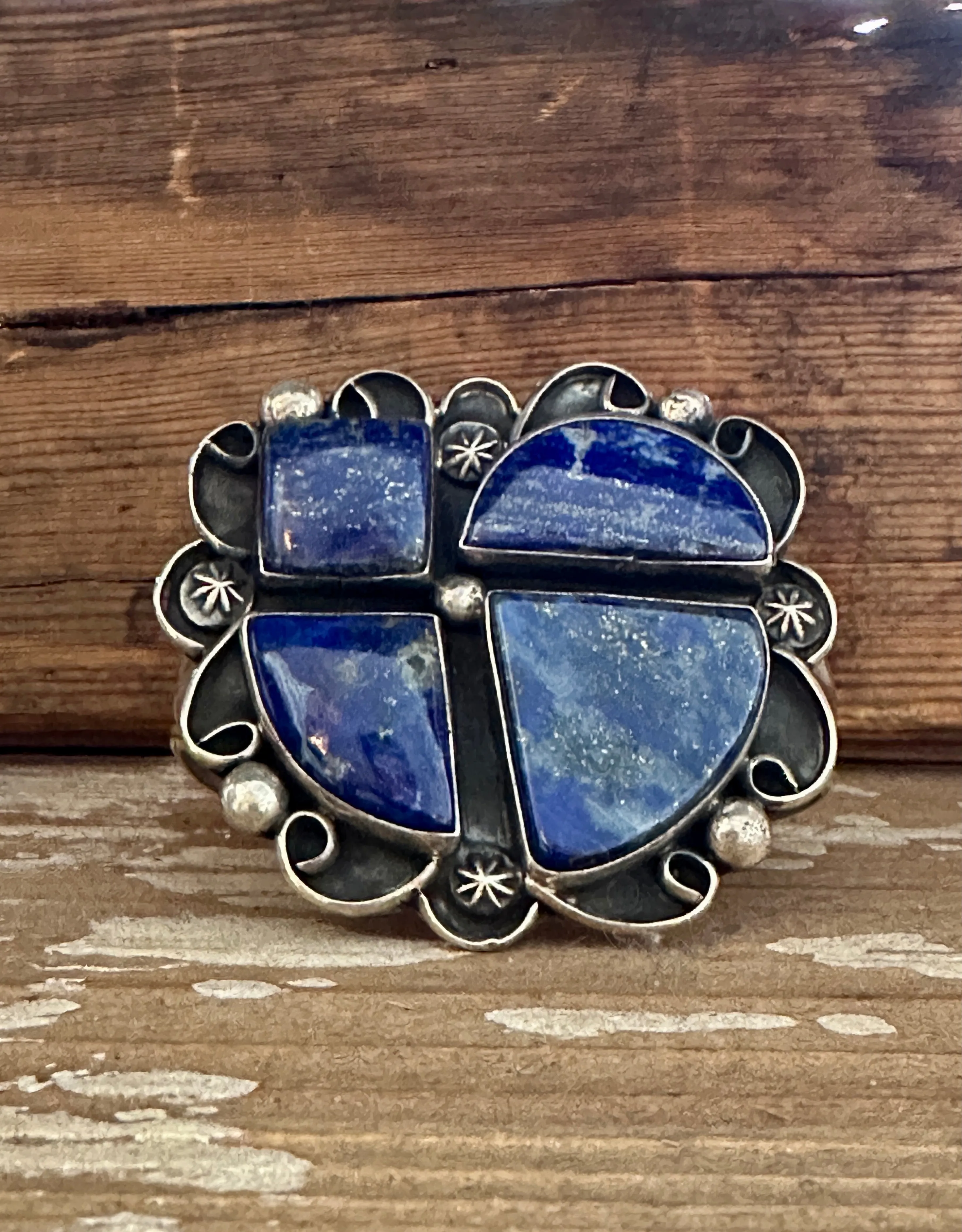 CHIMNEY BUTTE Sterling Silver & Blue Lapis Lazuli Navajo Cuff