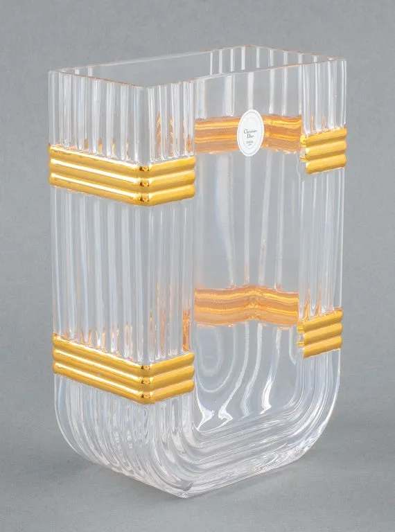 Christian Dior Gaudron Gold Glass Vase