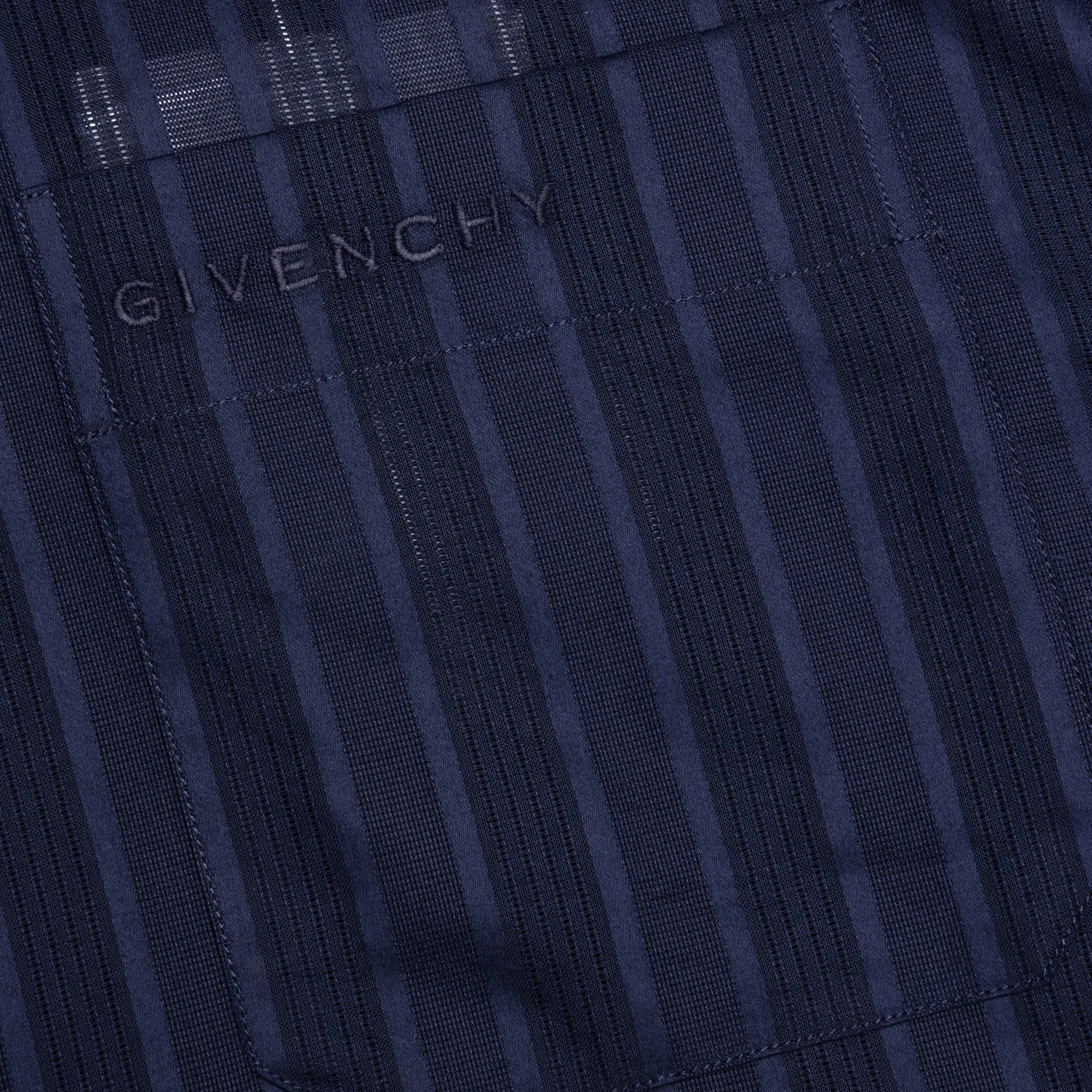 Cotton Voile Shirt With Stripes - Navy