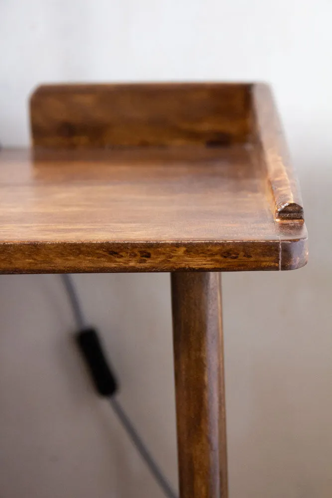 Dark Mango Wood Bedside Table With Cable Gap