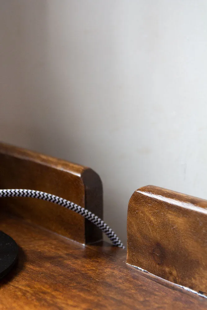 Dark Mango Wood Bedside Table With Cable Gap