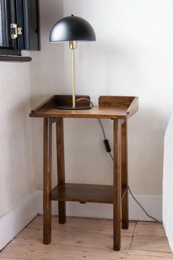 Dark Mango Wood Bedside Table With Cable Gap