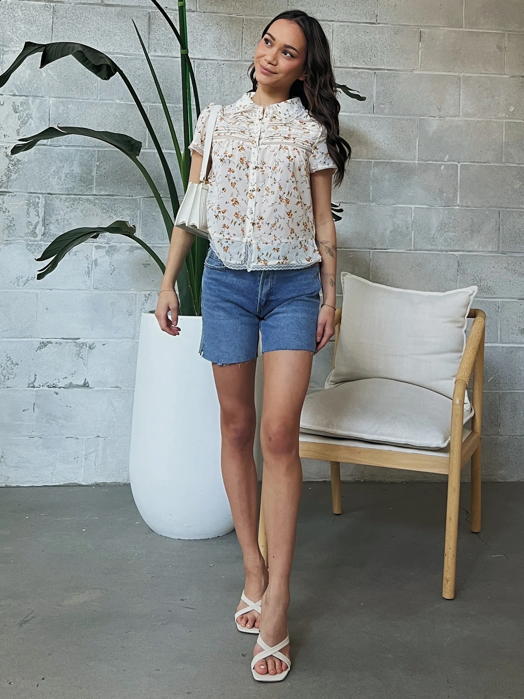 DEX Floral Button Front Blouse