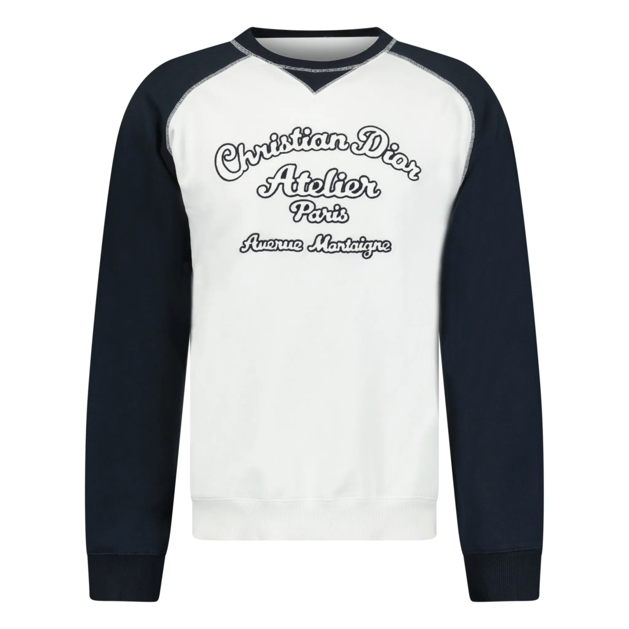 DIOR ATELIER WHITE & NAVY CREW NECK SWEATSHIRT