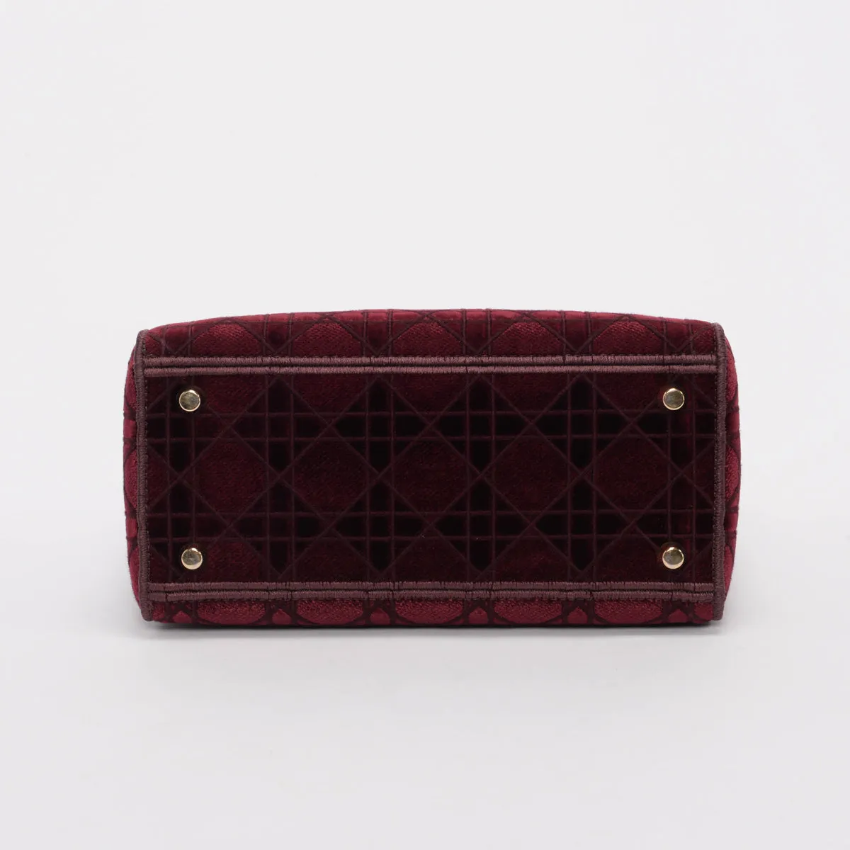 Dior Burgundy Cannage Velvet Medium Lady D-Lite Bag