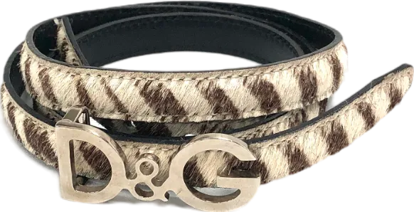 Dolce & Gabbana Cream Animal Print Belt One Size