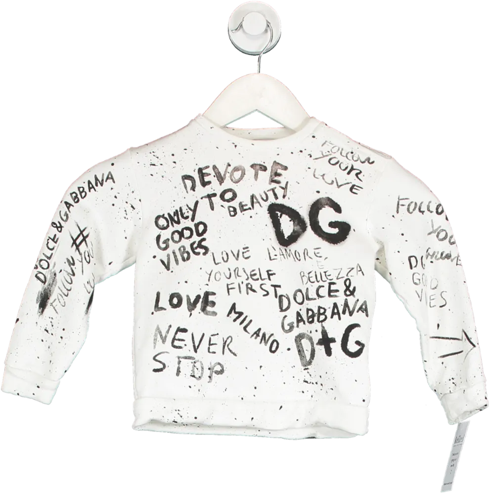 Dolce & Gabbana White Graffiti Print Jumper 18-24 Months