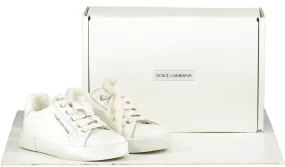 Dolce & Gabbana White Leather Portofino Logo Trainers UK 8 EU 25 👼