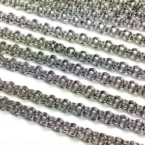 Double Link Stainless Steel Chain, 4mm Round Open Links, 0.7mm thick, Lot Size 25 Meters, #1911